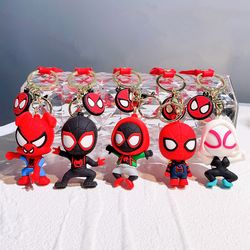 Cute Cartoon Spiderman Silicone Keychains Marvel Superhero Pendant Keyrings Jewelry Key Holder for Bag Accessories
