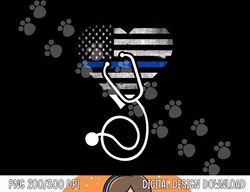 american flag heart with police thin blue line nurse rn lvn  png, sublimation copy