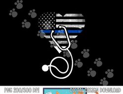 American Flag Heart with Police Thin Blue Line Nurse RN LVN  png, sublimation copy