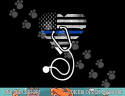 american flag heart with police thin blue line nurse rn lvn  png, sublimation copy