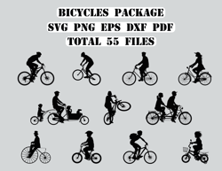 bicycles silhouette, bicycles design svg, png, dxf, pdf, eps, clipart, t-shirt design, cup design, digital download
