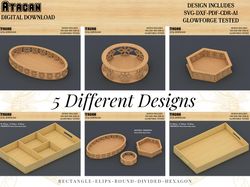 wooden serving tray digital files / round, hexagon, elipse, square tray svg file / tray laser cut files 443