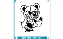 teddy killer svg, crazy teddy bear halloween svg, bad teddy bear halloween svg