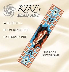 bead loom pattern wild horse ethnic inspired loom bracelet pattern design in pdf instant download