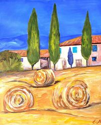 landscape painting tuscany fields impressionism wall decor art gift ideas landscape painting nature painting wall decor