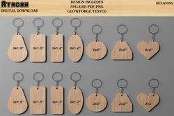 Keychains cut plans Glowforge Digital Download Keychains pattern bundle 013