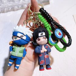 anime naruto 3d silicone keychain action figure hatake kakashi uzumaki naruto model keychain for car pendant