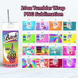 16 color bitch spray png tumbler, bitch be gone 20oz tumbler wrap png, rainbow bitch spray, digital download