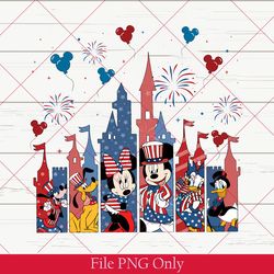 retro disney 4th of july png, mickey and friends independence day png, disney patriotic, disney balloons usa flag png
