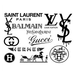 luxury brand logos svg, brand logo svg, fashion brand svg, brand svg, luxury brand svg, ysl logo, gucci logo, hermes log