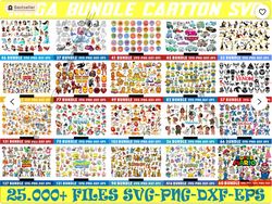 cartoon characters mega bundle svg, cricut printable clipart silhouette