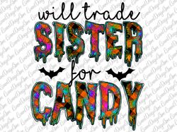 will trade sister for candy png, halloween png, happy halloween png, candy corn png, hand drawing, digital download, sub