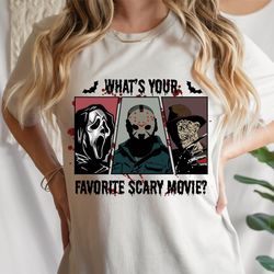 whats your favorite scary movie png, horror halloween png, retro halloween sublimation design, halloween shirt design, s