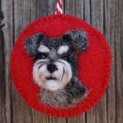 schnauzer christmas ornament, wool needle felted ornament, pet ornament, dog lover gift