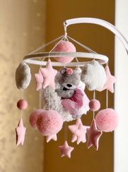 baby mobile bear, baby girl mobile crib, baby mobile musical, bear mobile nursery