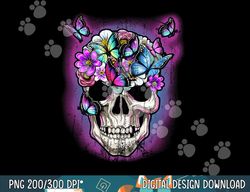 Floral Skull Halloween Butterfly Decor Gothic Costume Women png, sublimation copy