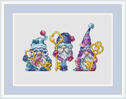 gnomes cross stitch pattern keys cross stitch pattern baby cross stitch pattern gnome cross stitch pattern key holder