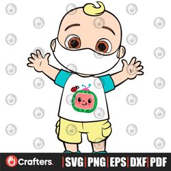 cute boy head with mask baby shower boy wear mask svg