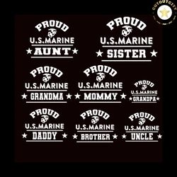 Proud Us Marine Aunt Sister Gradma Mommy Bundle Svg, Family Svg, Aunt Svg, Sisters Svg, Grandma Svg, Mommy Svg, Grandpa