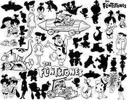 the flinstones svg bundle, the flinstones siluette svg, flintstones outline svg, pebbles, bam bam, pebbles