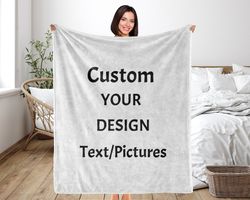 personalized photo micro fleece/pom pom fringe blanket custom name logo blanket for mother family pet gift picture memor