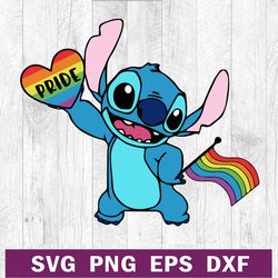 stitch disney lgbt pride svg png dxf eps, stitch lgbt gay svg, stitch rainbow lgbt svg cutting file