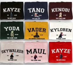 star wars characters shirt, kenobi, skywalker, ahsoka tano, yoda, kenobi, darth vader, darth maul sweatshirt, star wars