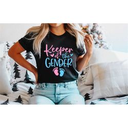 gender reveal shirt, keeper of the gender t-shirt, gender reveal party outfits, team boy team girl baby reveal, funny ge