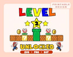 Level 10 unlocked Svg 10 Birthday boy gamer, Mario Birthday Png