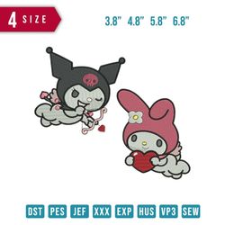 valentines evil cat bunny file , digital download , pes , valentines anime kawaii kitten , trendy cartoon