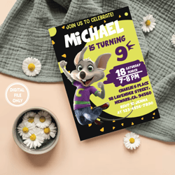 personalized file chuck e cheese birthday invitation | printable chuck e cheese party printable birthday invite png only