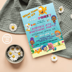 personalized file bubble guppies birthday invitations | printable bubble guppies printable birthday invite png only