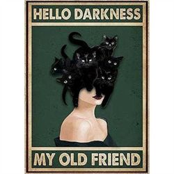 paint by numbers kits hello darkness my old friend cats girl woman canvas poster print wall art decor gift