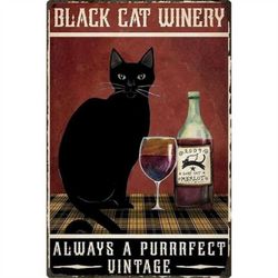 paint by numbers kits black cat winery always a purrrfect vintage canvas poster print wall art home room decor gift artw
