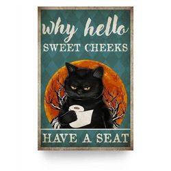 why hello sweet cheeks have a seat vintage canvas poster print wall art home room decor unframed