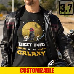 custom dad t-shirt, best dad in the galaxy shirt with son and daughter, father's day gift, christmas present for awesome