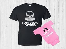 i am your father - daddy's little princess star wars dad and daughter baby one piece bodysuit tshirt matching set sold s
