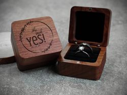 wooden double ring display box engagement wedding couples ring storage box