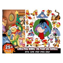 25 Designs Christmas Winnie The Pooh Svg Bundle, Christmas Svg, Winnie The Pooh Svg, Xmas Svg, Christmas Sublimation
