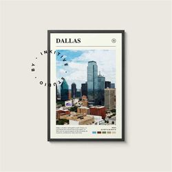 dallas poster - texas - digital watercolor photo, painted travel print, framed travel photo, wall art, home decor, trave