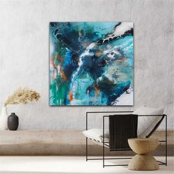 abstract art, modern art, acrylic painting, neon murals, colorful images, xxl images, turquoise blue images, modern mura