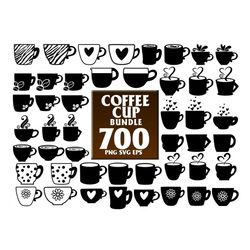 700 Files Coffee Cup Bundle Svg, Coffee Svg, Mega Bundle, Coffee Cup Designs, Coffee Quote, Coffee Lover Gift, Coffee Tr