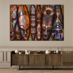 african mask canvas, tribal mask print, african wall art, african mask art, african american art, african poster, ready