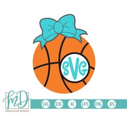 basketball monogram svg - basketball bow svg - monogram svg - basketball cut file - noun svg - icon svg - monogram frame