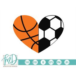 basketball svg, soccer svg, basketball heart svg, soccer heart svg, full heart full schedule svg, sports half hearts svg