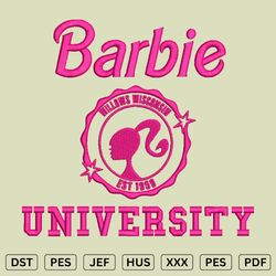 barbie university embroidery design- machine embroidery design - dst, pes, jef