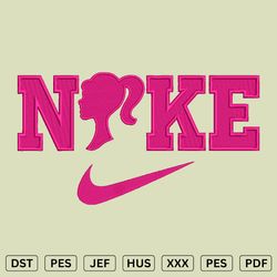 nike barbie embroidery design v2 - barbie machine embroidery files - dst, pes, jef