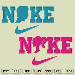 nike barbie and nike ken embroidery design - barbie machine embroidery files - dst, pes, jef
