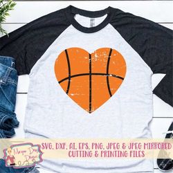 basketball heart svg - basketball svg - grunge basketball svg - basketball mom svg - grunge -files for silhouette studio