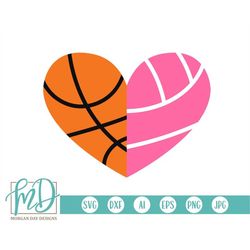 basketball svg, volleyball svg, basketball heart svg, volleyball heart svg, full heart full schedule svg, biggest fan sv